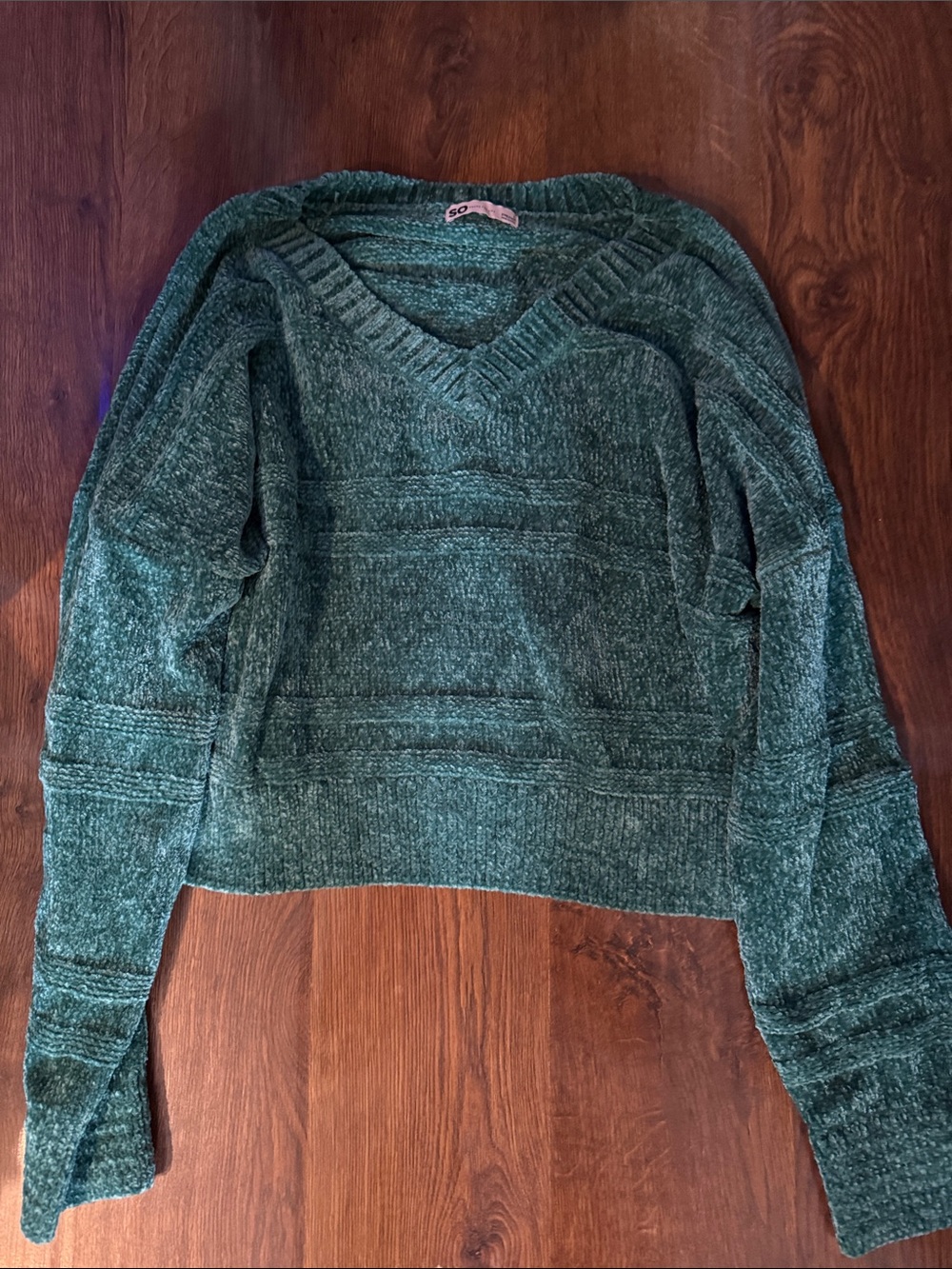 SO Plush V-Neck Sweater in Teal Green